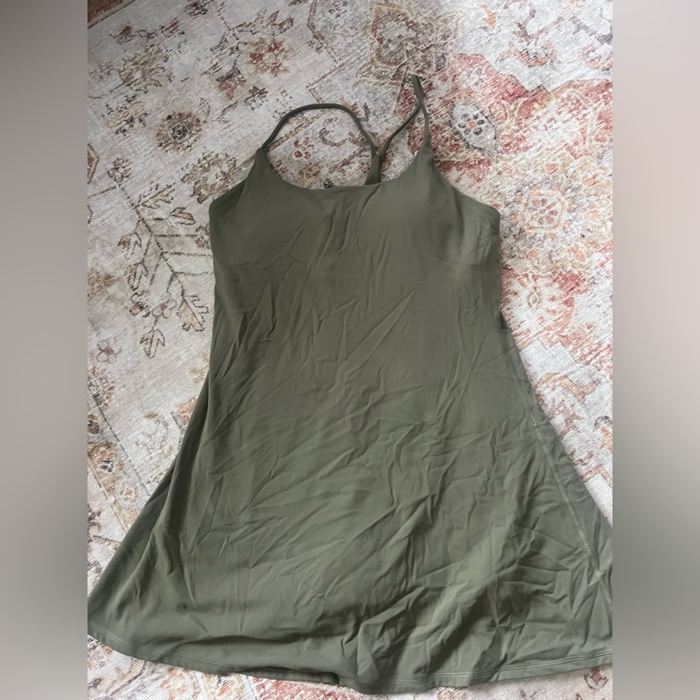 Olive Green Mini Dress with Spaghetti Straps
